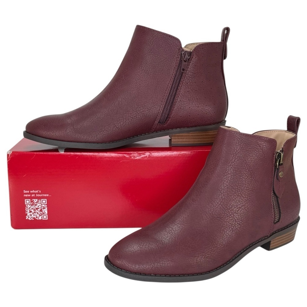 Journee Collection Ellis Wine Faux Leather Womens Shooties Size 8M